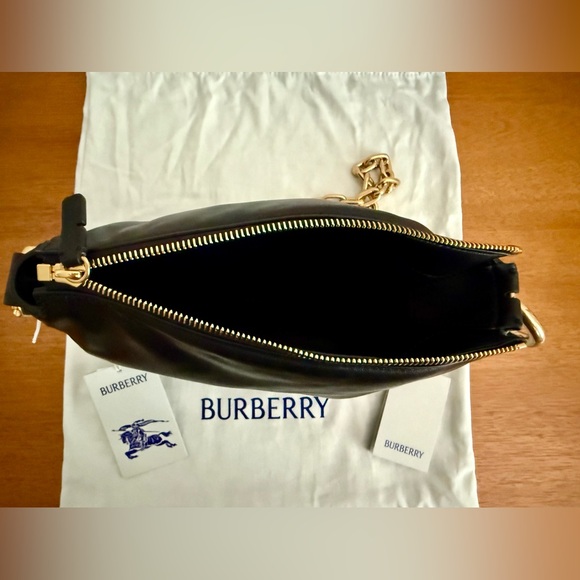 Burberry Black Leather Shoulder Bag with Gold Chain - Picture 7 of 16